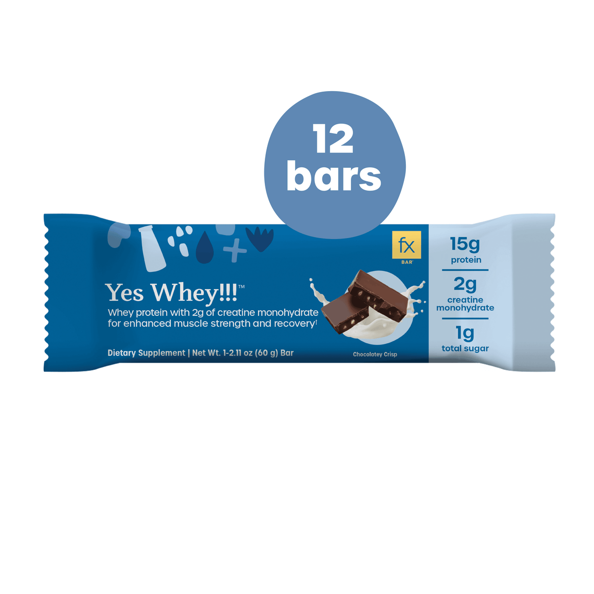 Fx Yes Whey Protein Bars - 15g Whey With Creatine For Muscle Support (12 Bars)